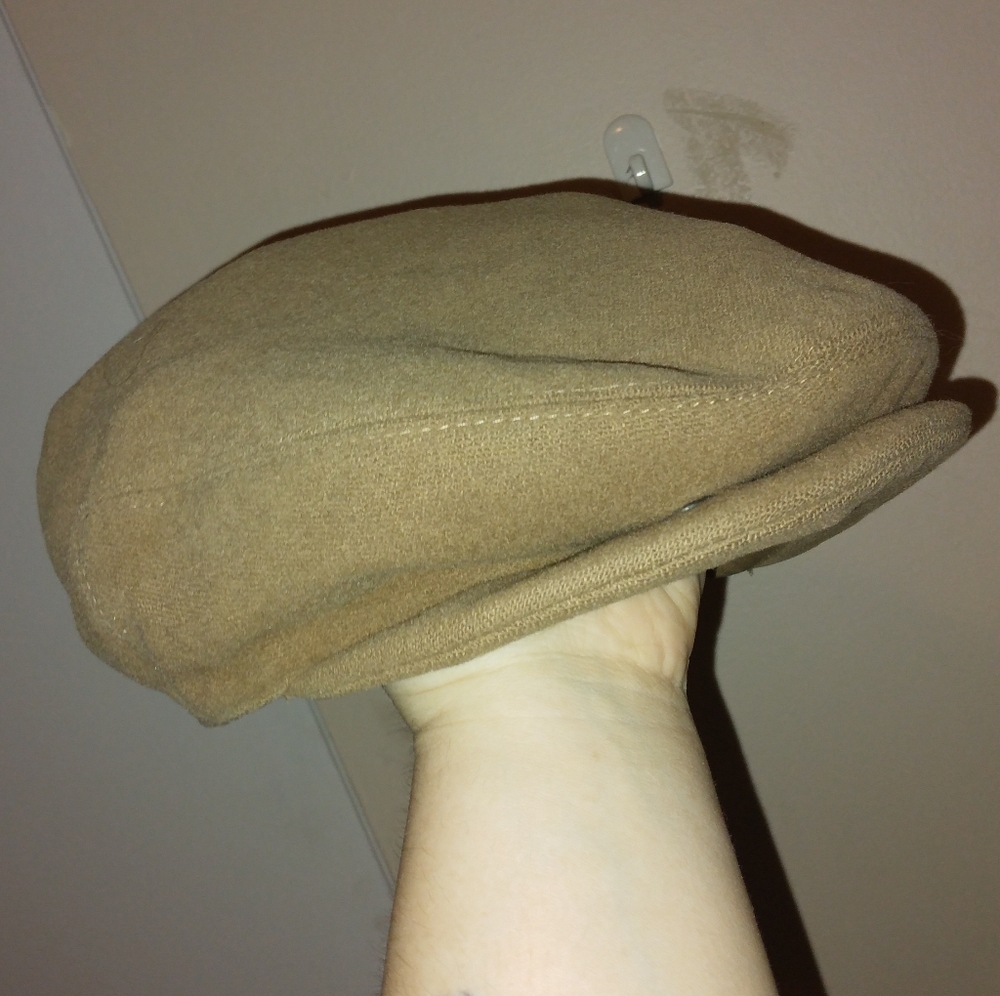 Seifter wool cashmere newsboy cap vintage Tan light brown Large made in italy